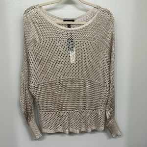 Express Gold Open Knit Sweater -Size M -100% Rayon -slight bat wing
